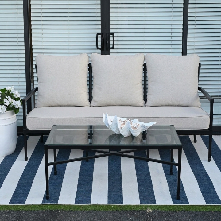 Amalfi Outdoor Black 3 Seater Lounge