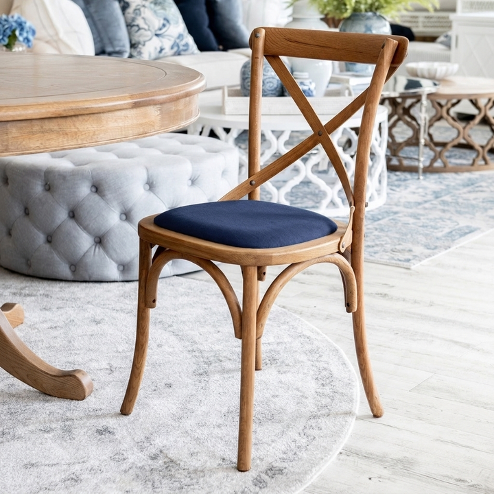 Carter Cross-back Dining Chair With Linen Seat