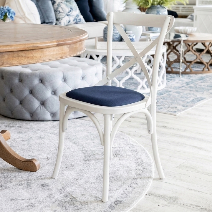 Carter Cross-back Dining Chair With Linen Seat