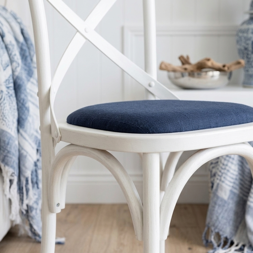 Carter Cross-back Dining Chair With Linen Seat