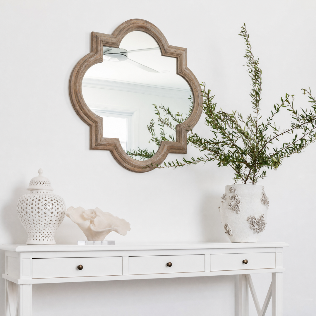 Quatrefoil Wood Mirror 90cm