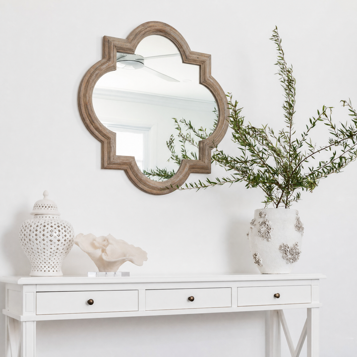 Quatrefoil Wood Mirror 90cm