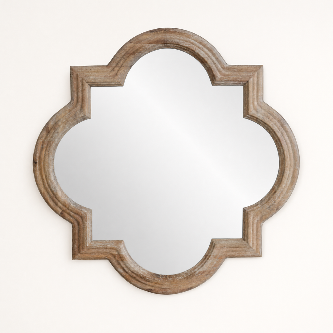 Quatrefoil Wood Mirror 90cm