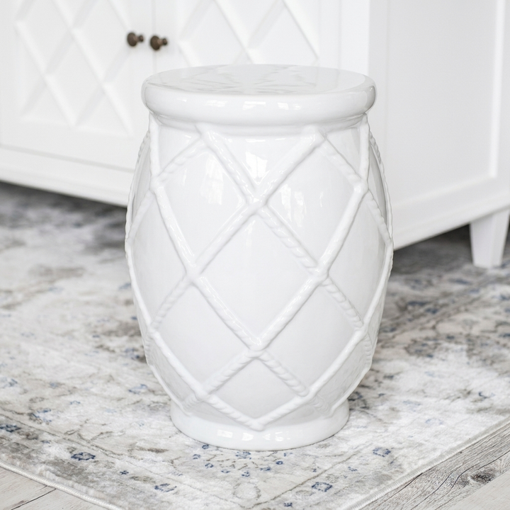 Rope Handmade White Ceramic Stool