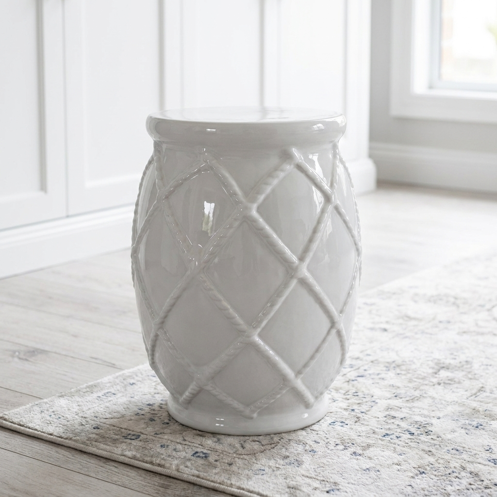 Rope Handmade White Ceramic Stool