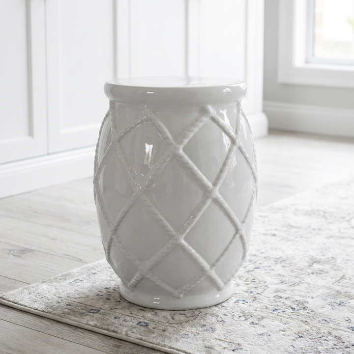 Rope Handmade White Ceramic Stool