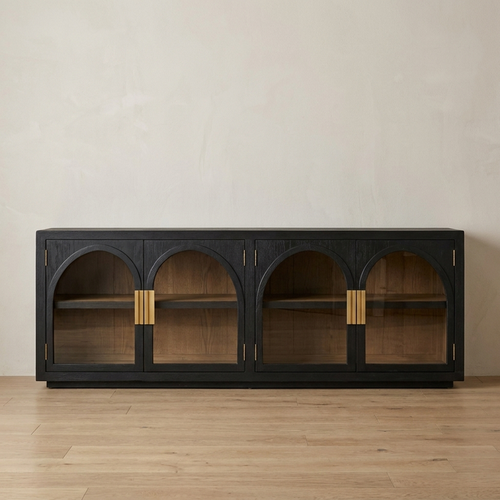 Manhattan Ridged Glass Large Entertainment Unit or Buffet