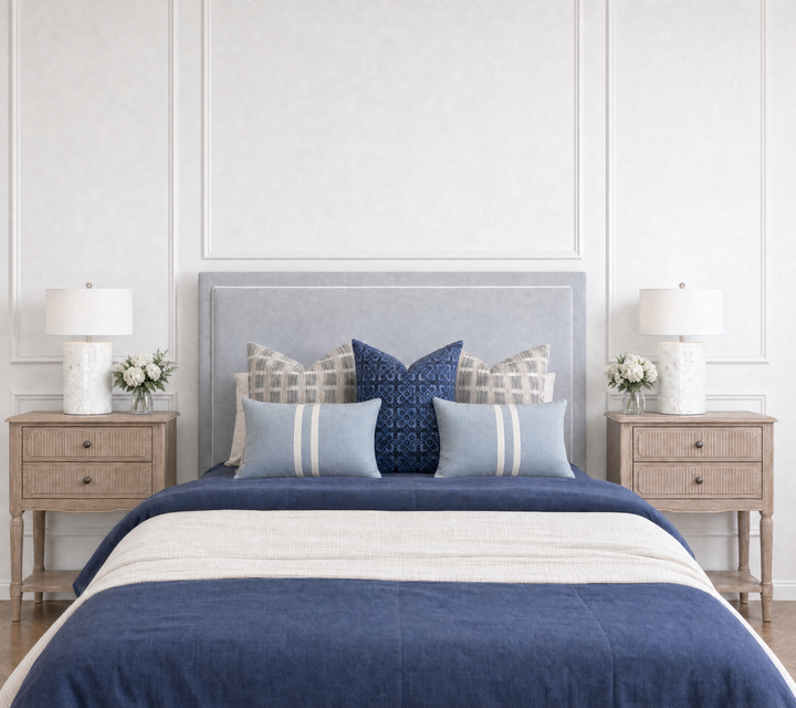 Harbour Duck Egg Blue Stripe Linen Cushion