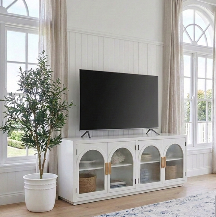Manhattan Ridged Glass Large Entertainment Unit or Buffet