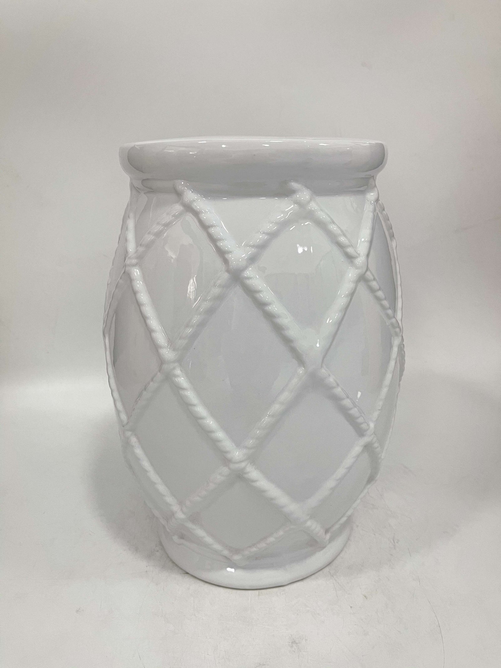 Rope' Handmade White Ceramic Stool