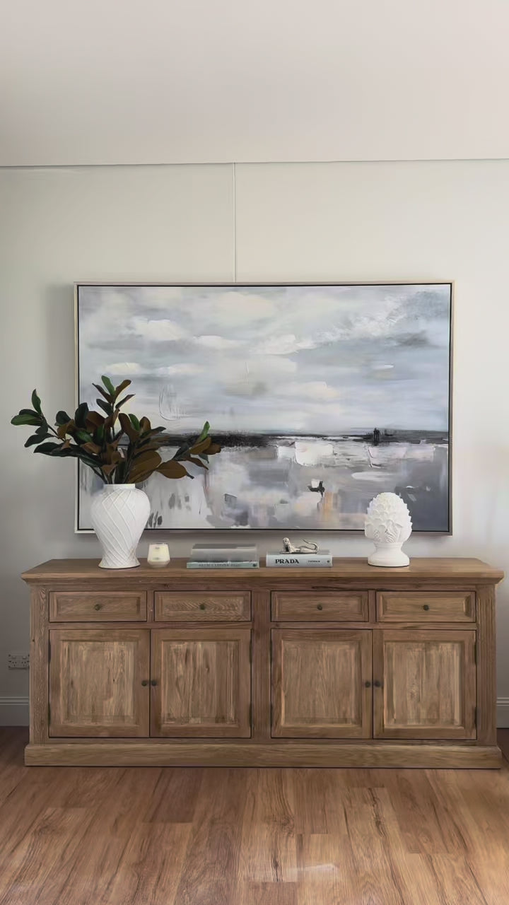 Ocean Whisper Canvas In Extra Large Antique Silver Frame