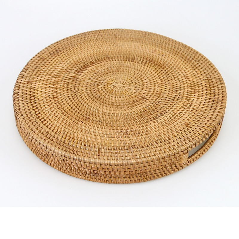 Morning Brown Rattan Tray Round