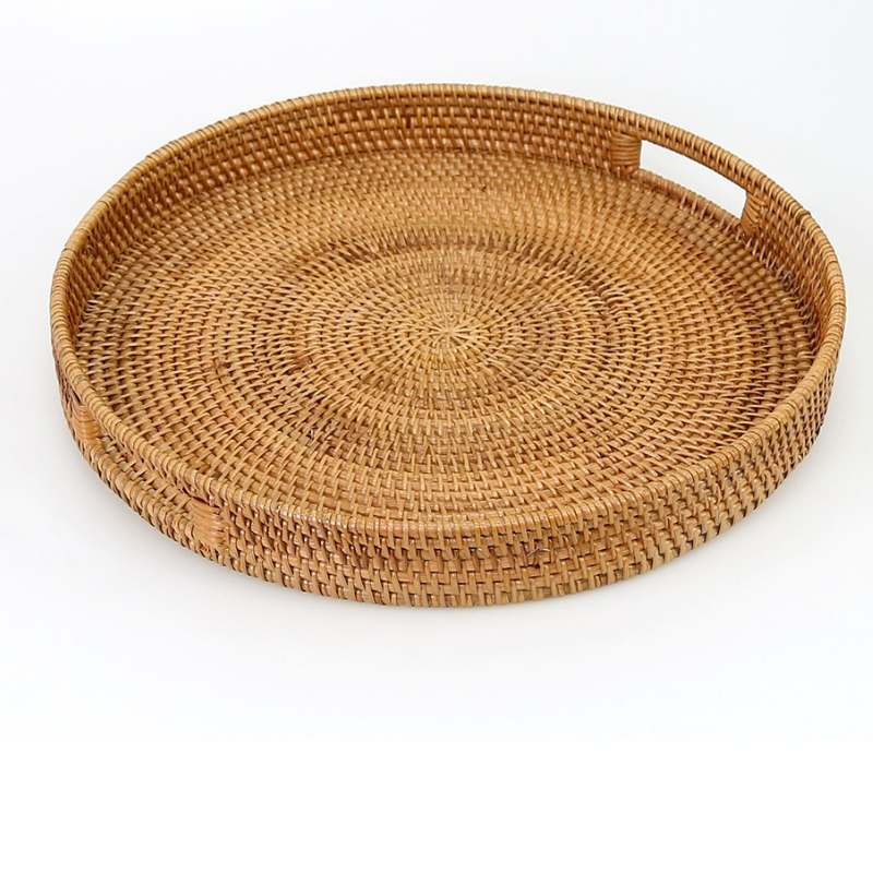 Morning Brown Rattan Tray Round