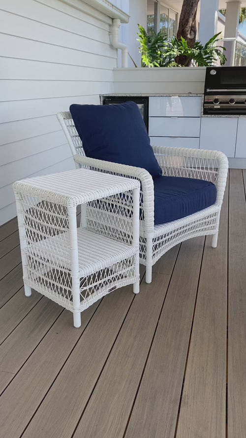 Hamptons outdoor white armchair