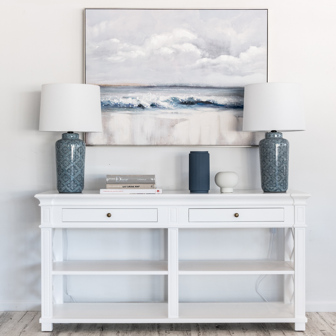 Shoreline Canvas In Antique Silver Frame