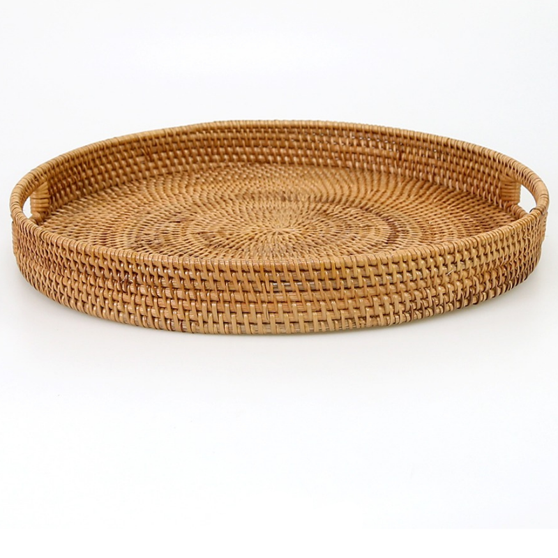Morning Brown Rattan Tray Round