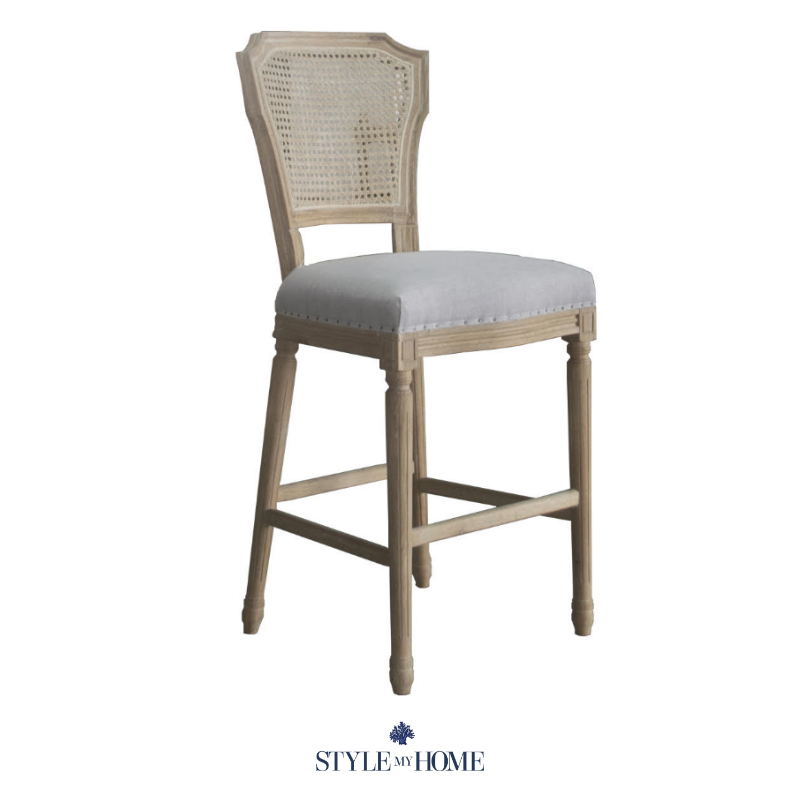 April luxury upholstered kitchen stool oak Hamptons French provincial 
