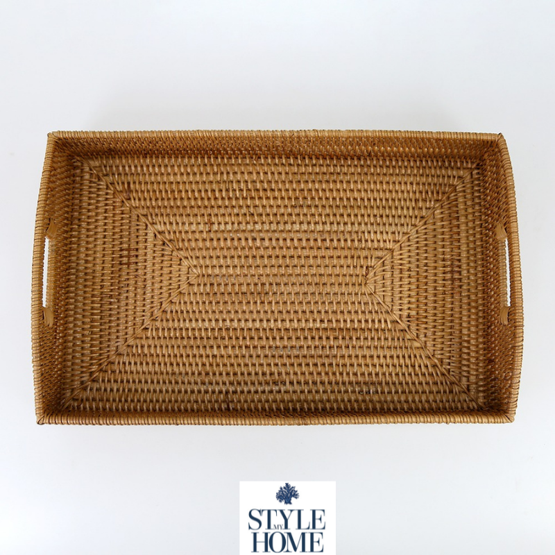 Morning Brown Rattan Tray Rectangle