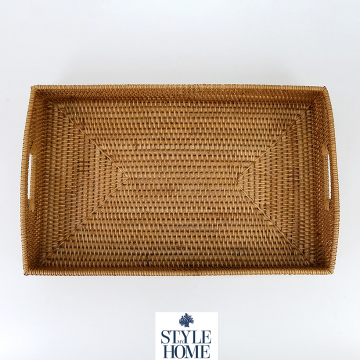 Morning Brown Rattan Tray Rectangle