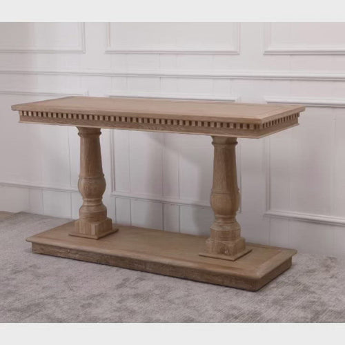 Hamptons baluster style oak console table