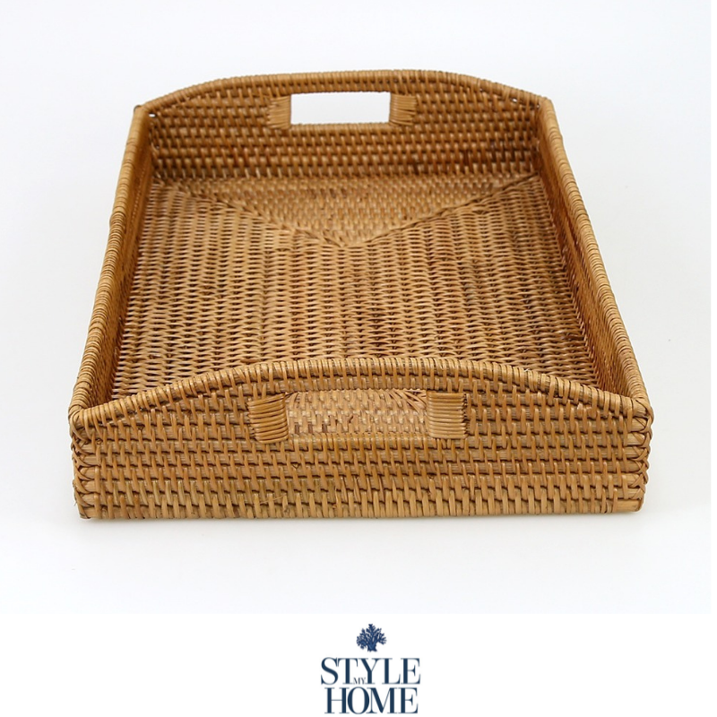 Morning Brown Rattan Tray Rectangle