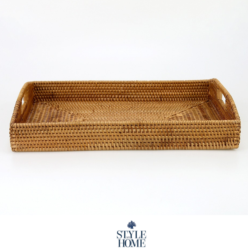 Morning Brown Rattan Tray Rectangle