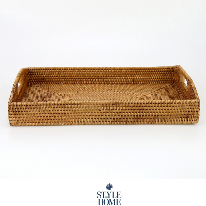 Morning Brown Rattan Tray Rectangle