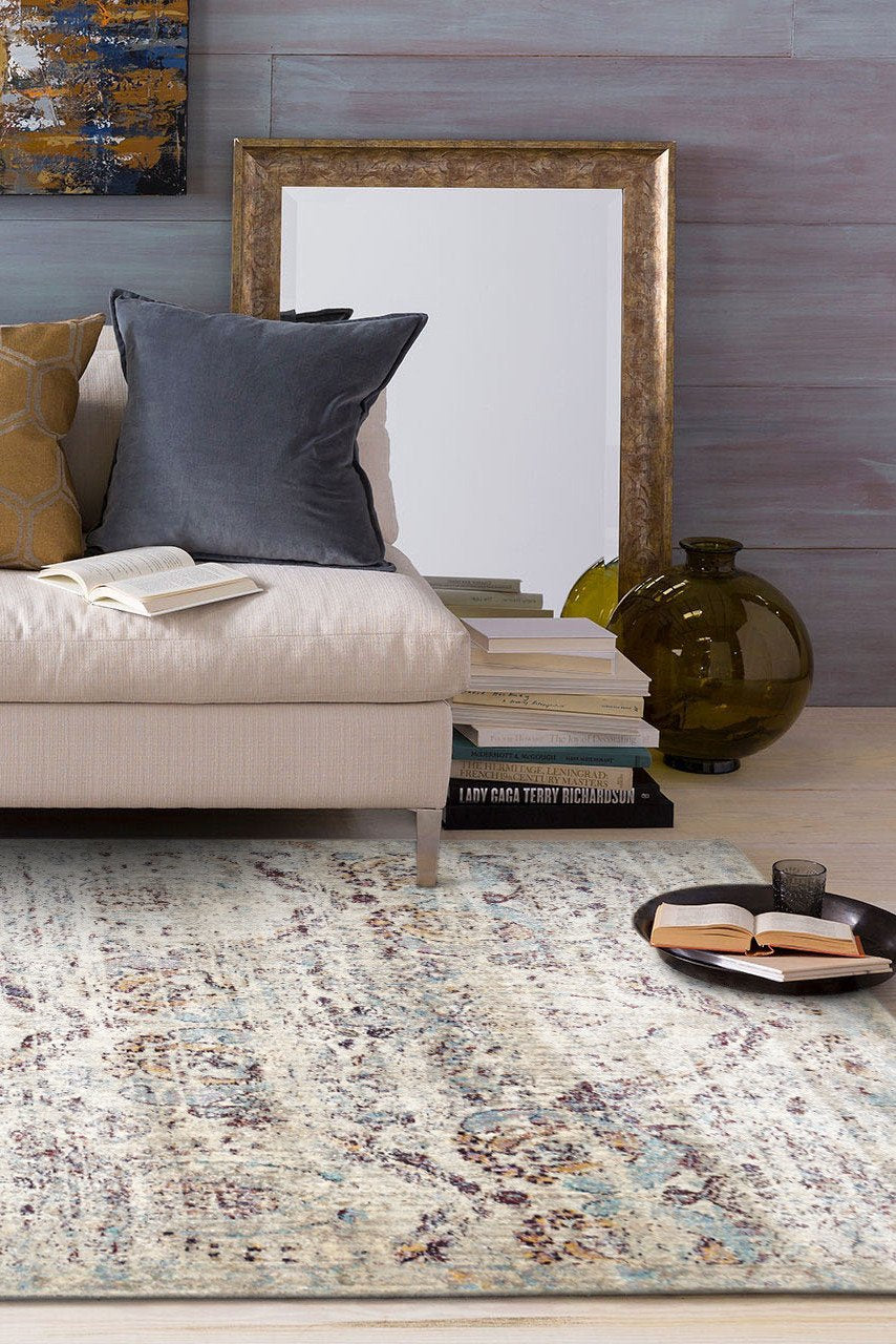 Limerick Stunning Designer Rectangle Rug Silver Blue