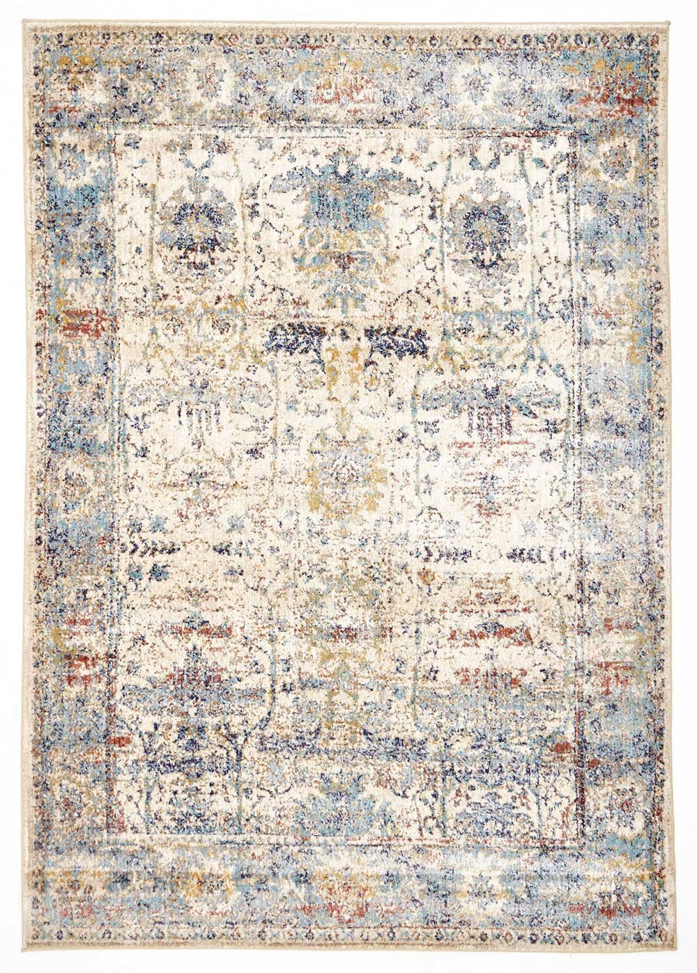 Sanremo Stunning Designer Rectangle Rug Ivory Blue