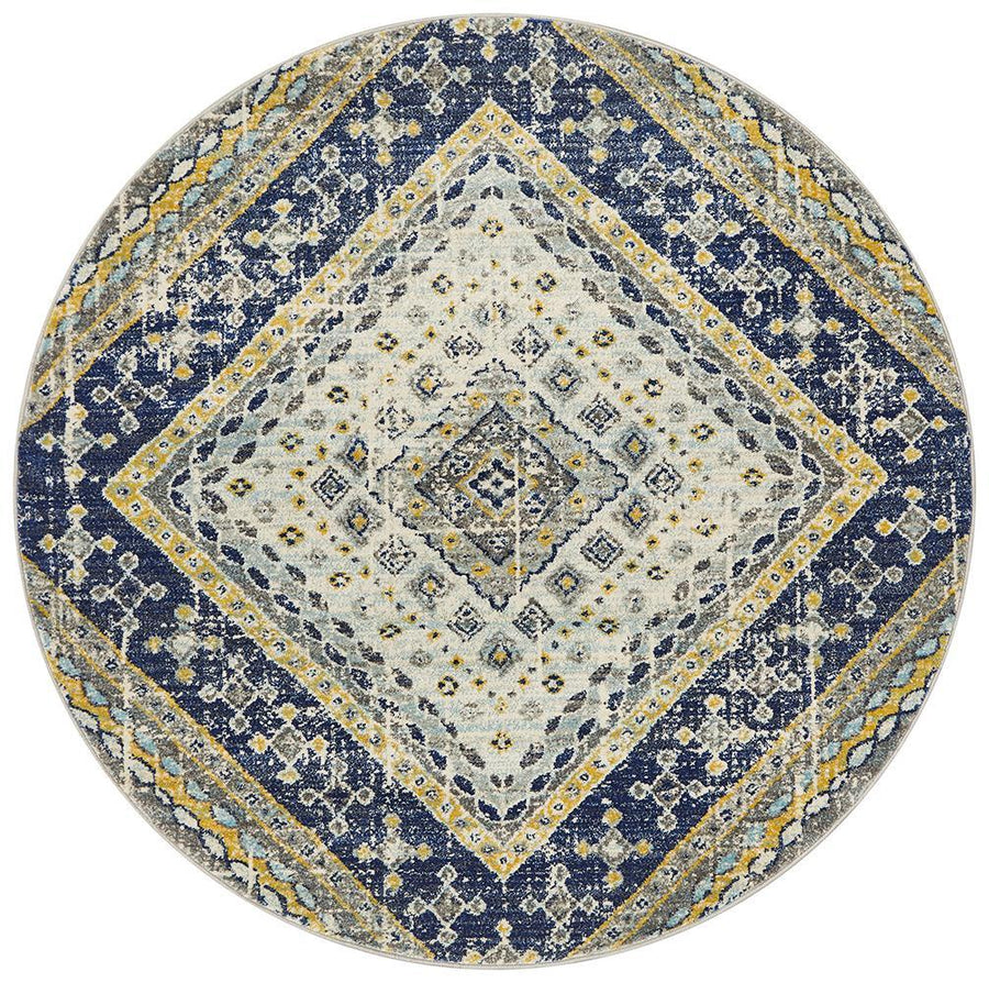 Babylon Summer Navy Round Rug