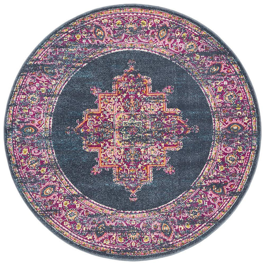 Motif Pink Round Rug