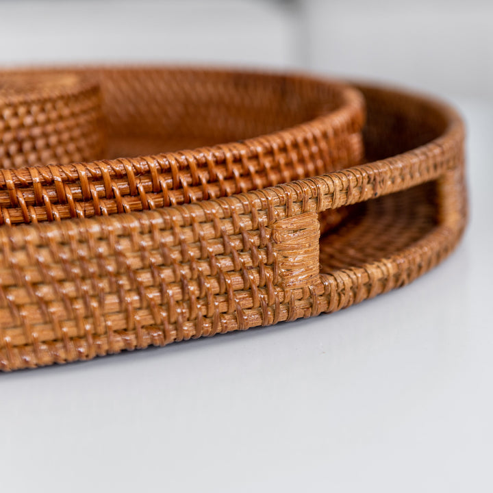 Morning Brown Rattan Tray Round