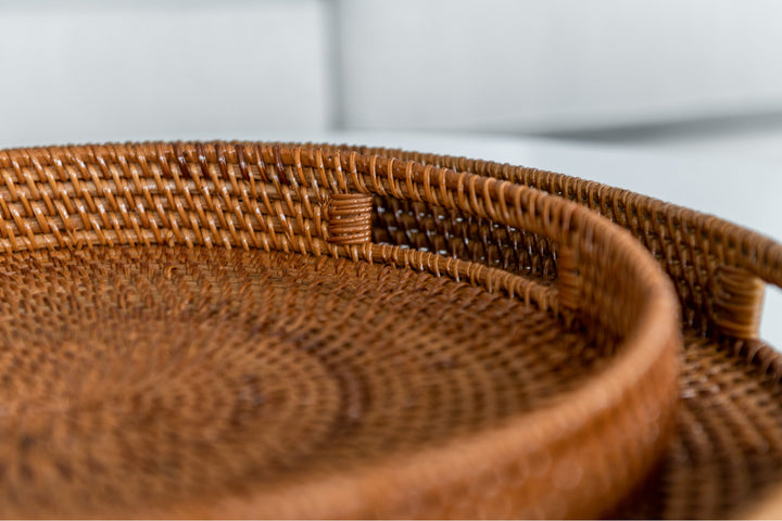 Morning Brown Rattan Tray Round