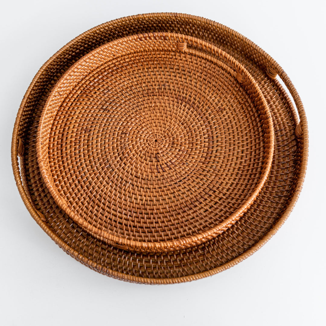 Morning Brown Rattan Tray Round