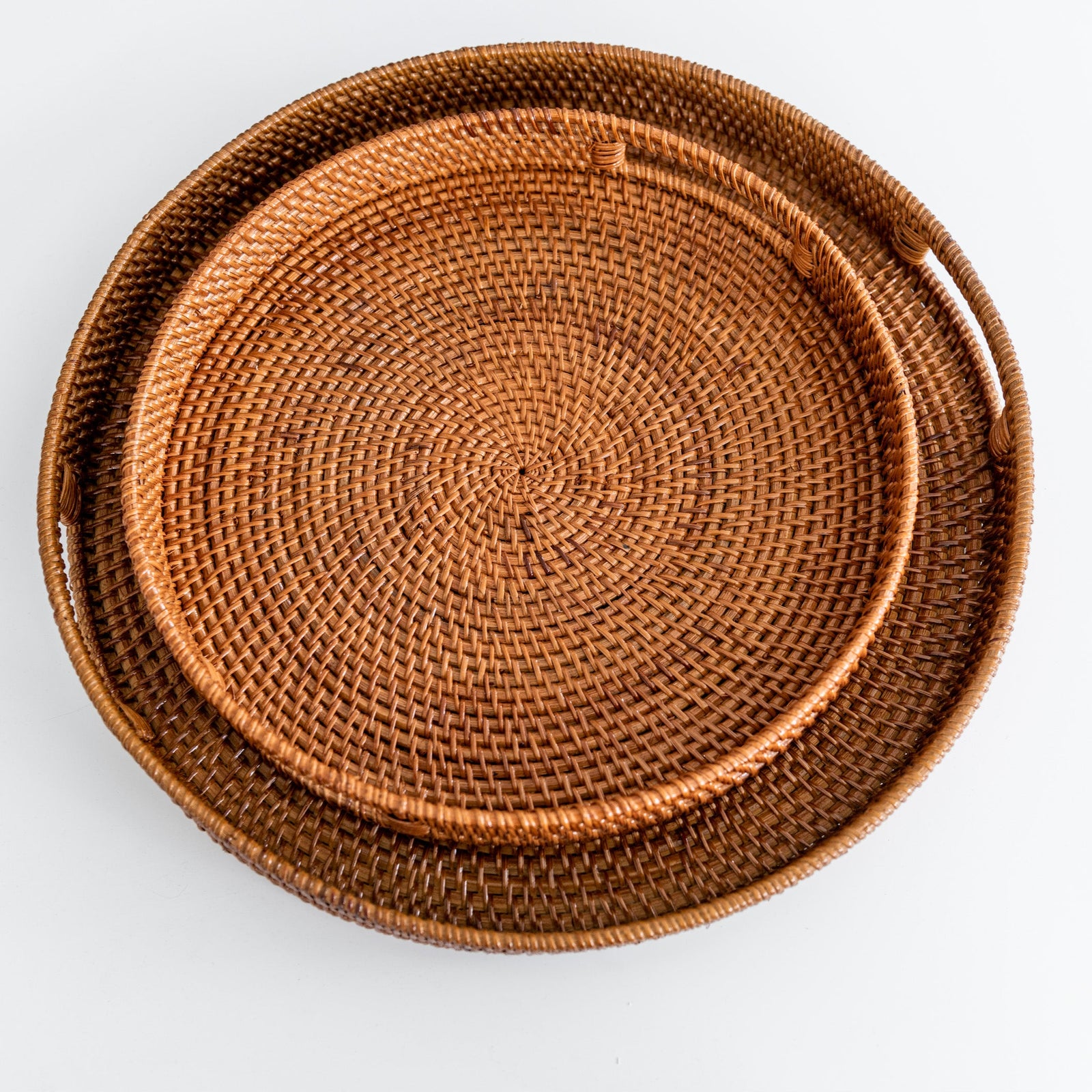 Morning Brown Rattan Tray Round