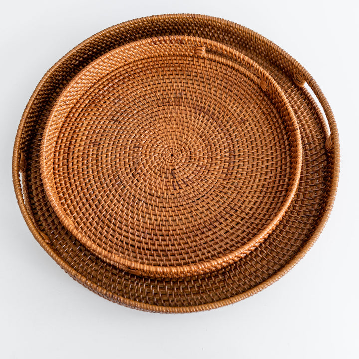 Morning Brown Rattan Tray Round