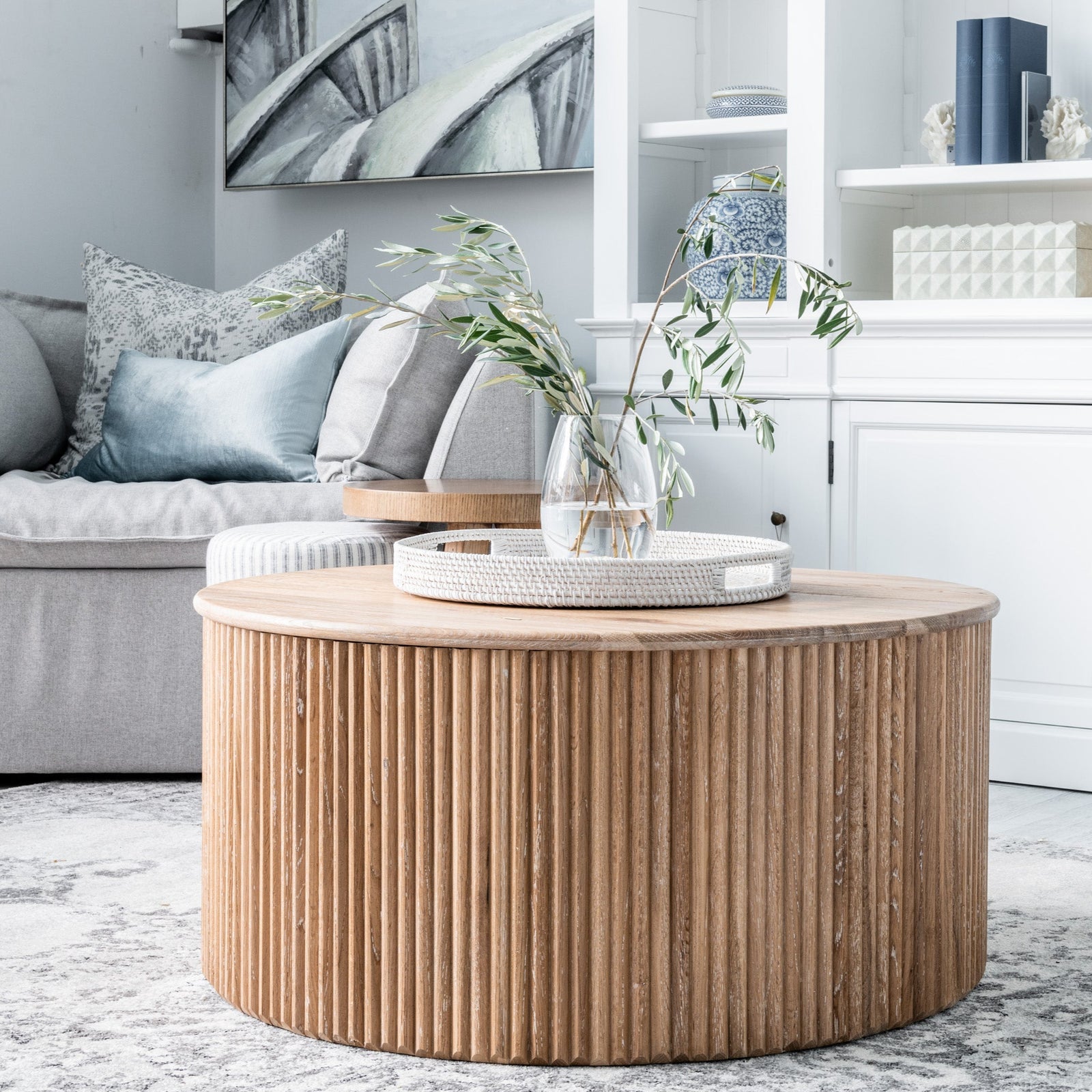 Ripples Round Coffee Table Whitewash Oak