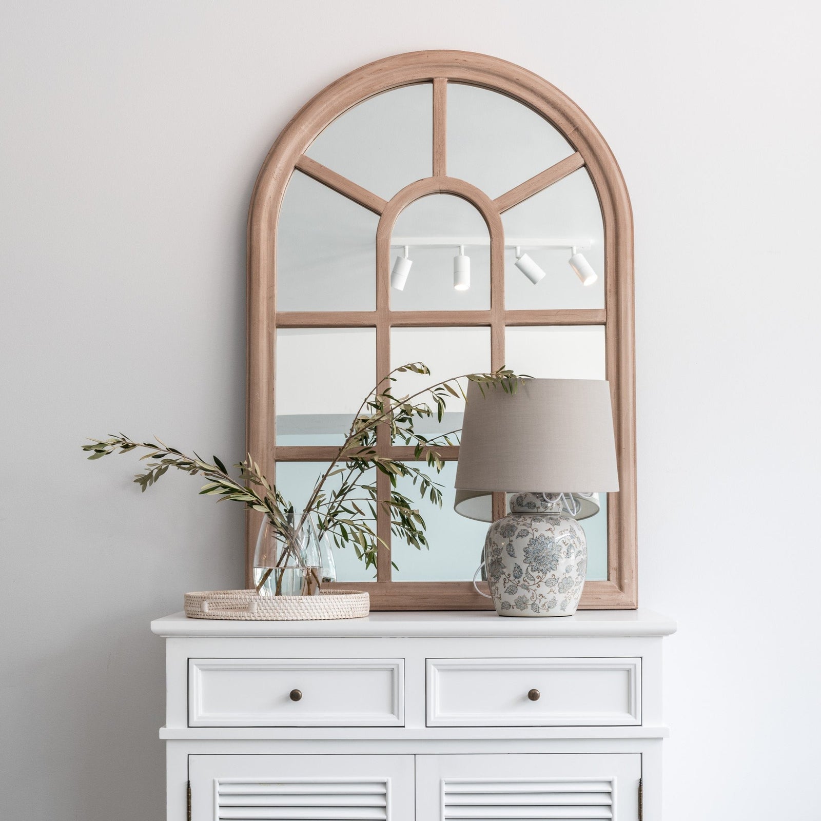 Cathedral Elm Arched Wall Mirror
