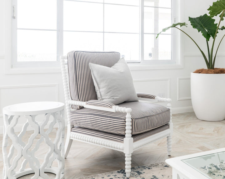 Bobbin Linen And Oak Armchair