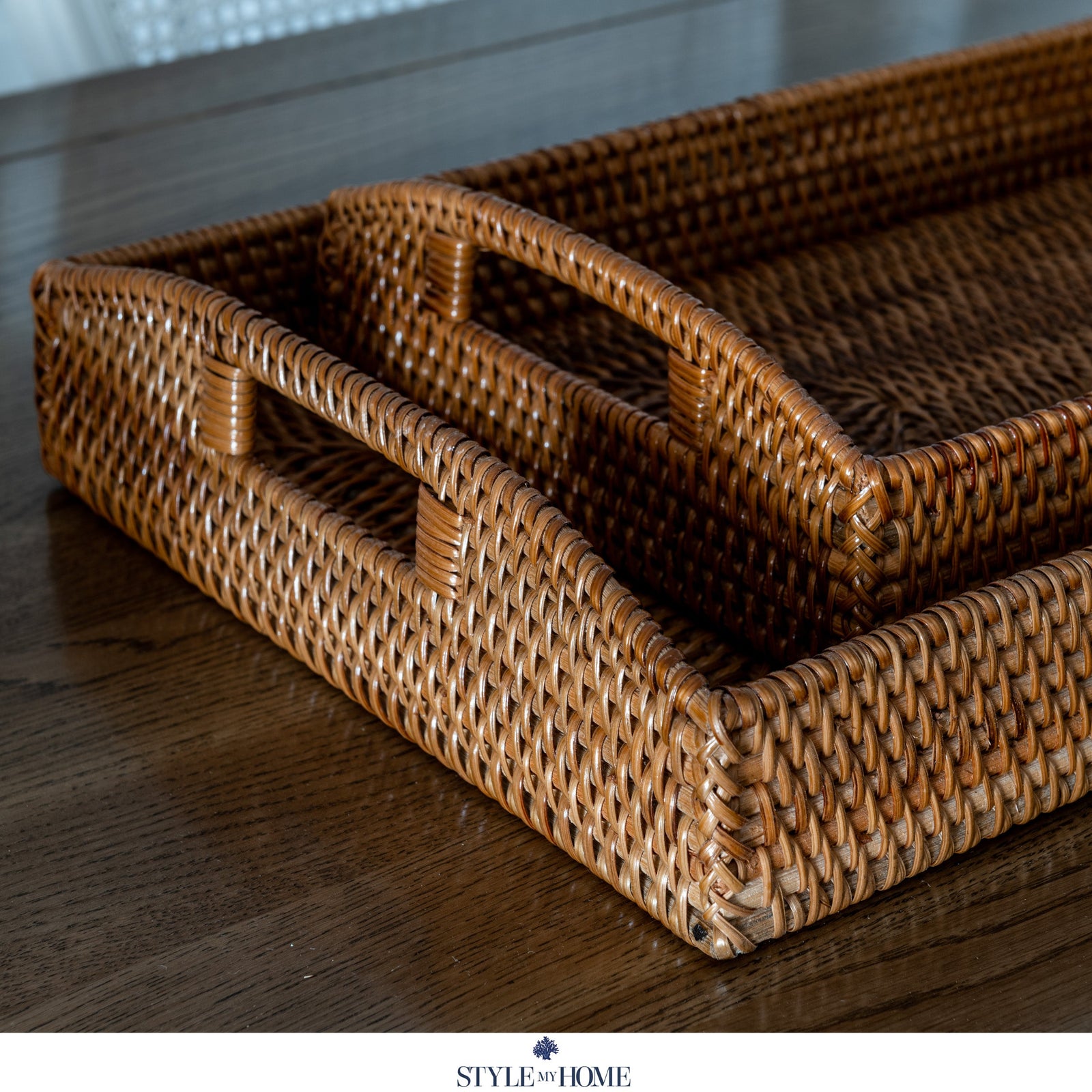 Morning Brown Rattan Tray Rectangle