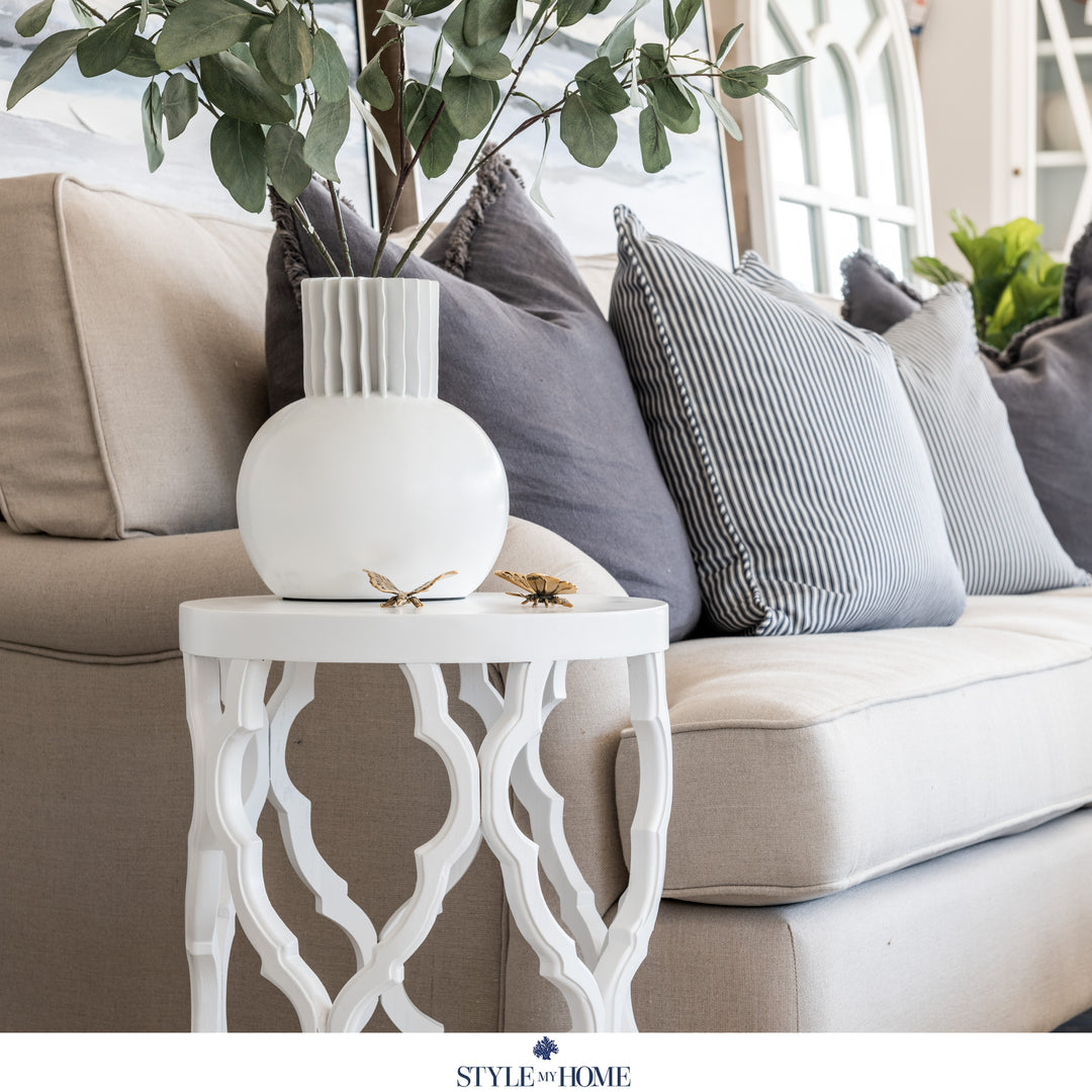 Sahara Round White Stool