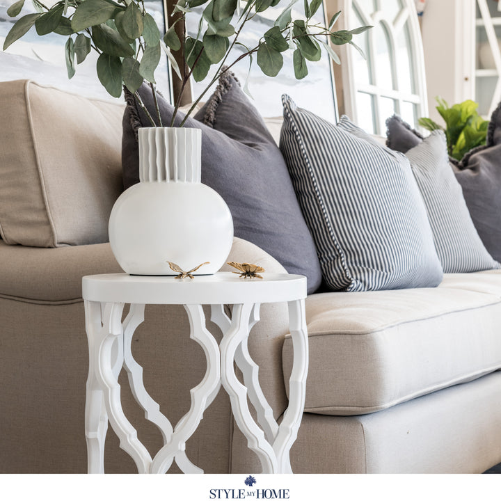 Sahara Round White Stool