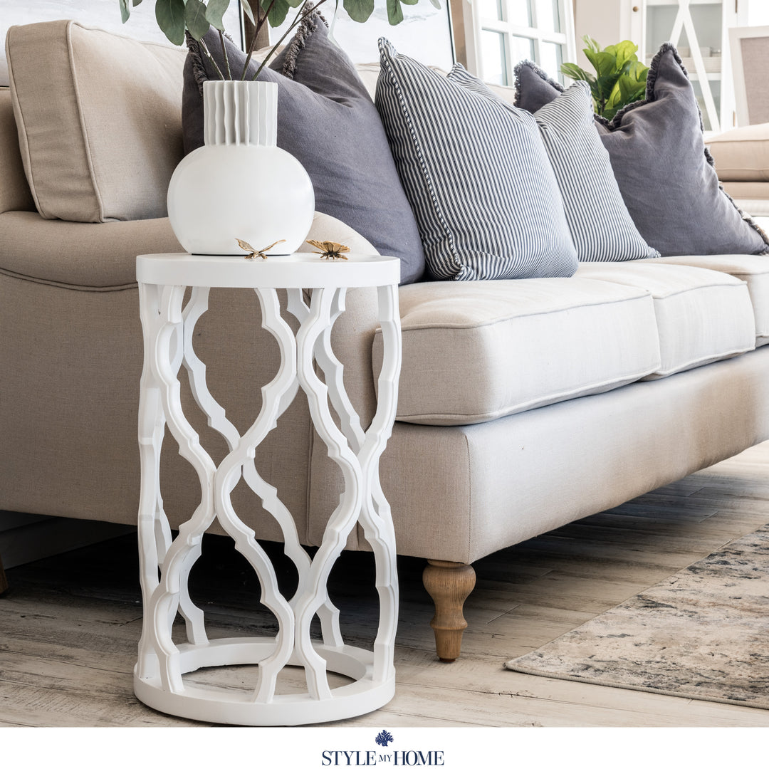 Sahara Round White Stool