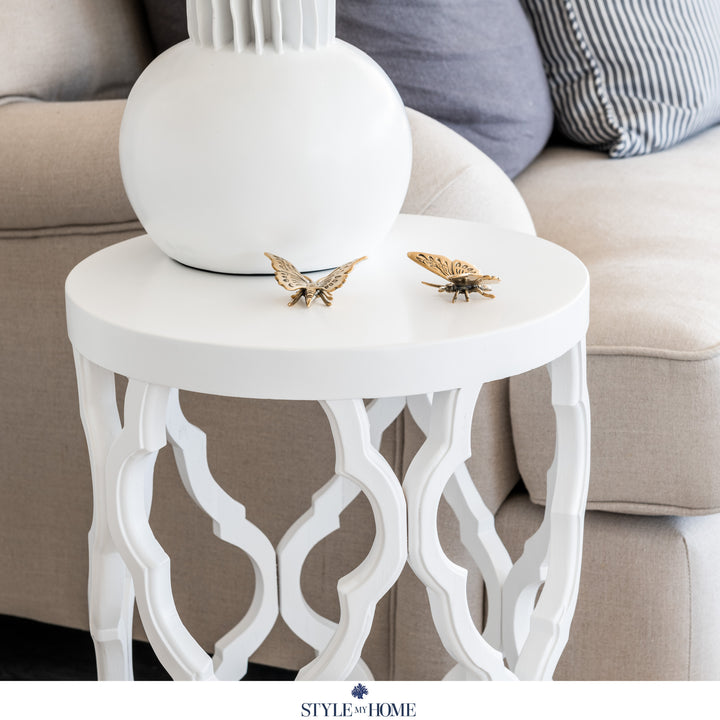 Sahara Round White Stool