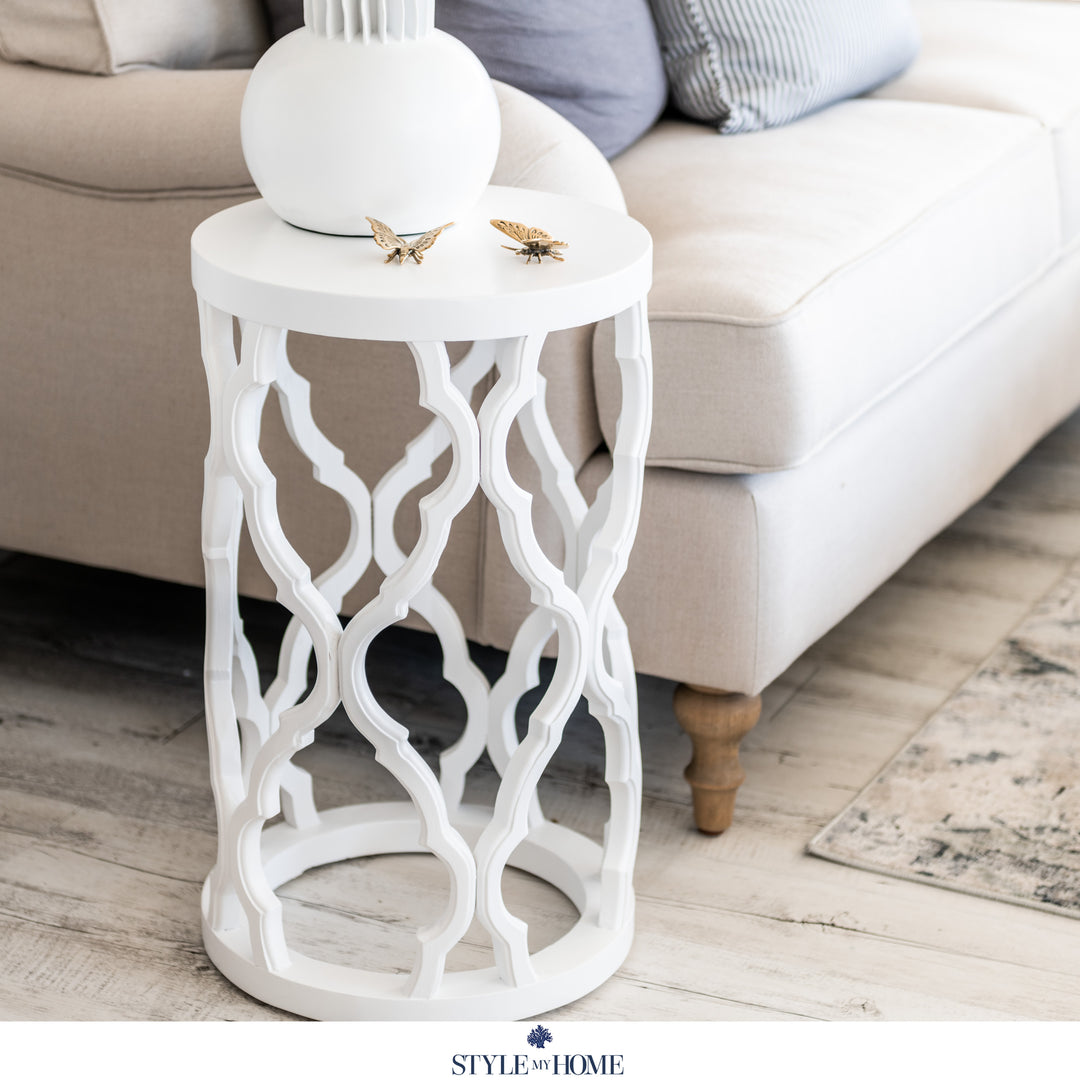 Sahara Round White Stool 45.5cm diametre x 62cm high