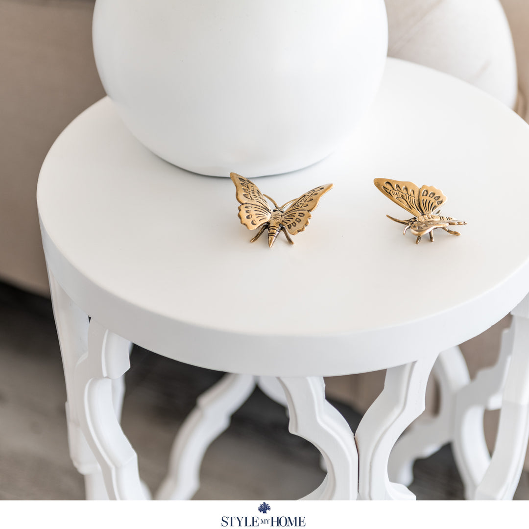 Sahara Round White Stool