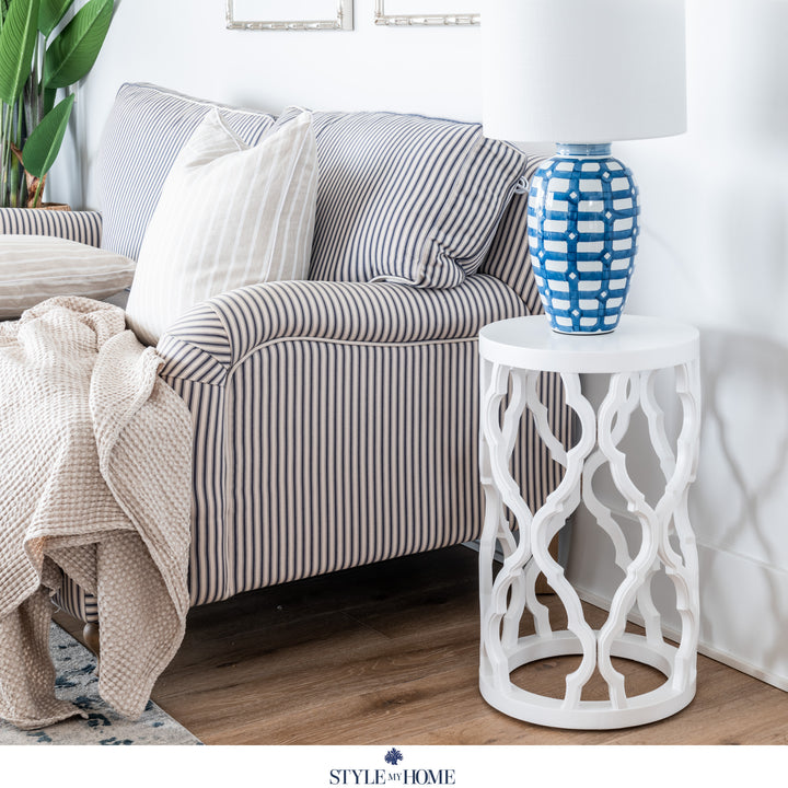 Sahara Round White Stool