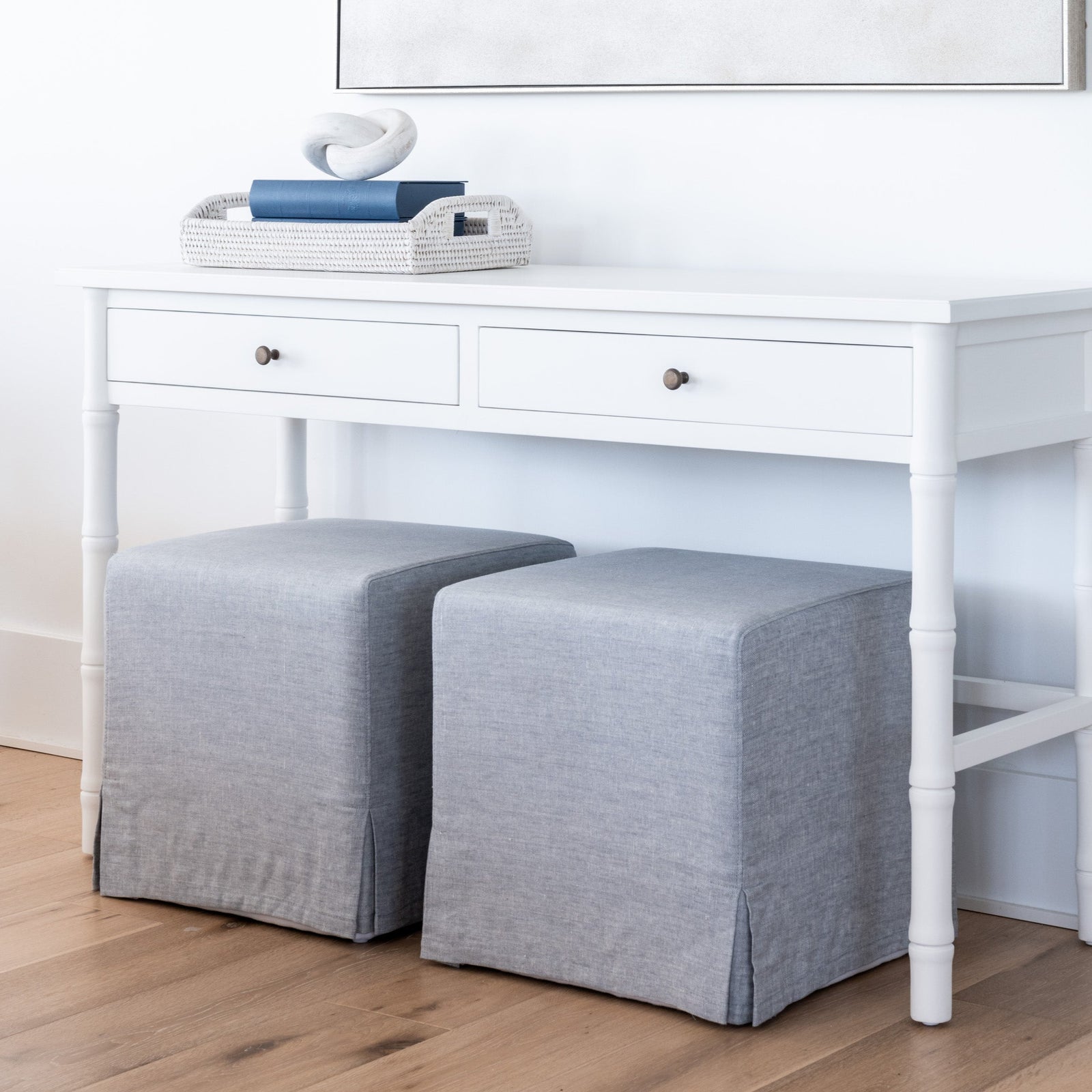 Capri Upholstered Slip Cover Cube Ottoman