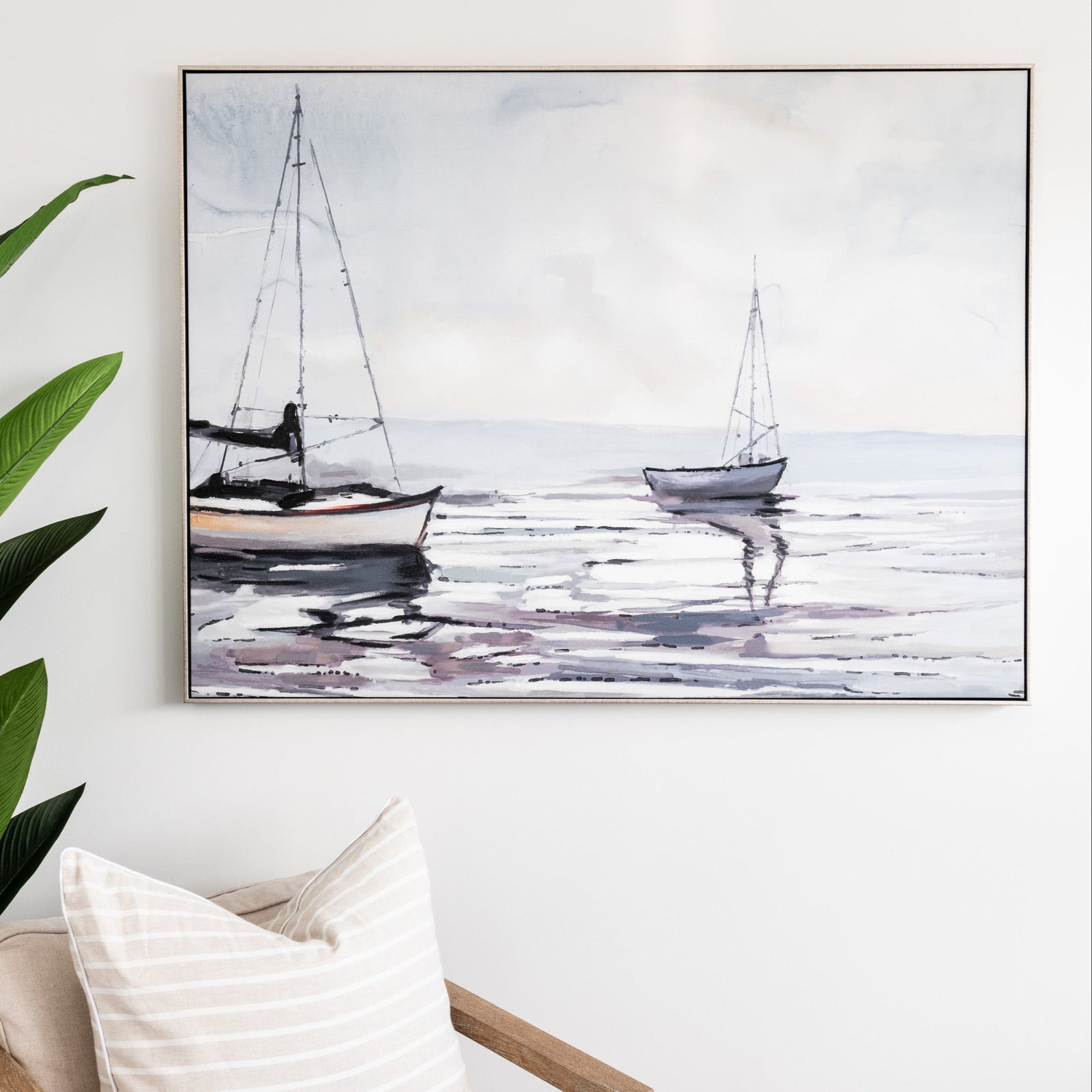 Sunset Reflections Canvas In Antique Silver Frame 120cm w x 90cm h x 5cm d