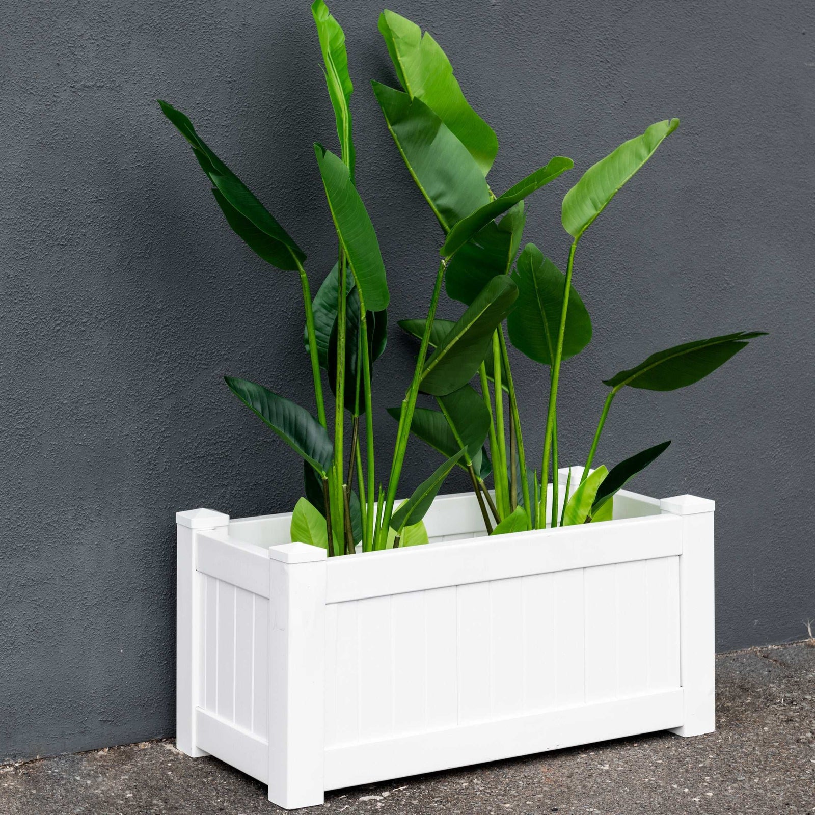 Hamptons Outdoor Rectangular Pvc Planter Box - White